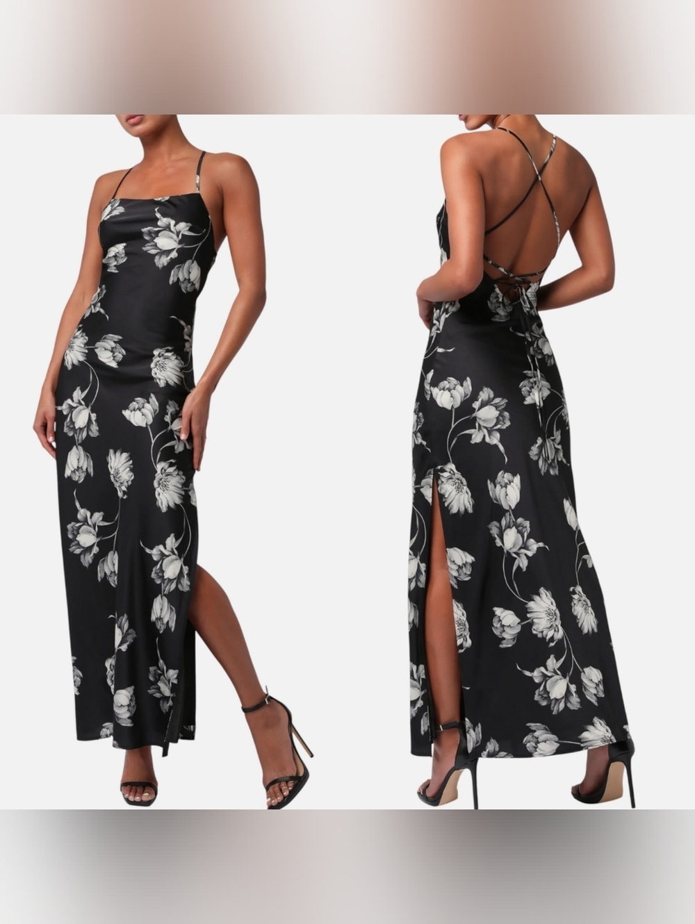 Lulus Cori Cross Back Maxi Dress L Wedding Party Prom Formal
